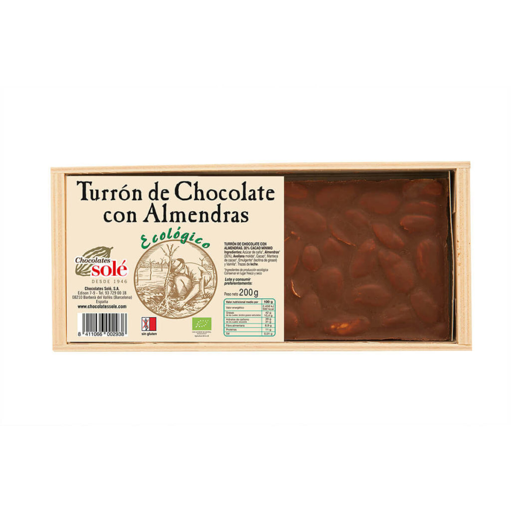 TURRÓN CHOCOLATE AMÉNDOAS SOLÉ 200G.