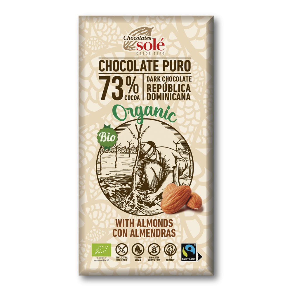 CHOCOLATE NEGRO AMENDOAS 73% SOLÉ 150G