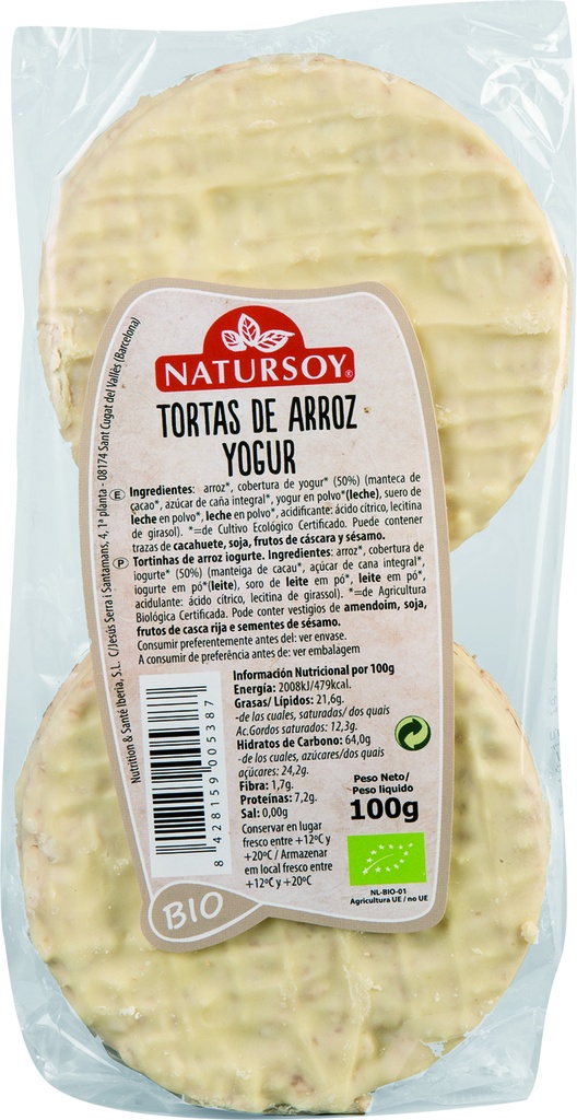 TORTAS ARROZ IOGUR NATURSOY 100G