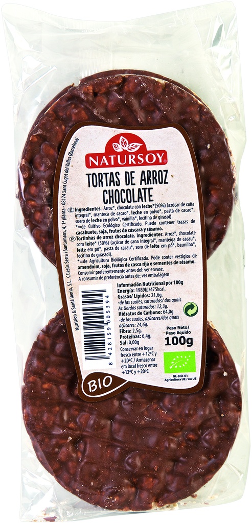 TORTAS ARROZ CHOCOLATE NATURSOY 100G