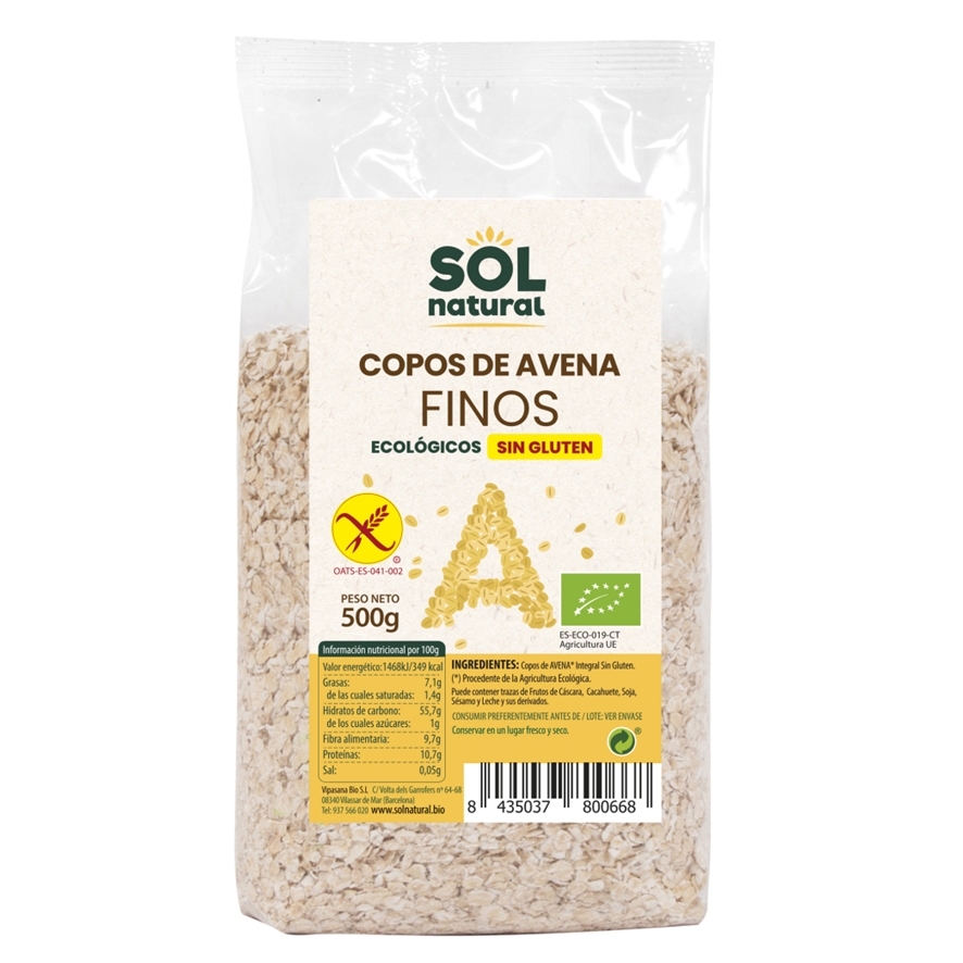 FLOCOS AVEA FINOS S/G 500G - SOLNATURAL