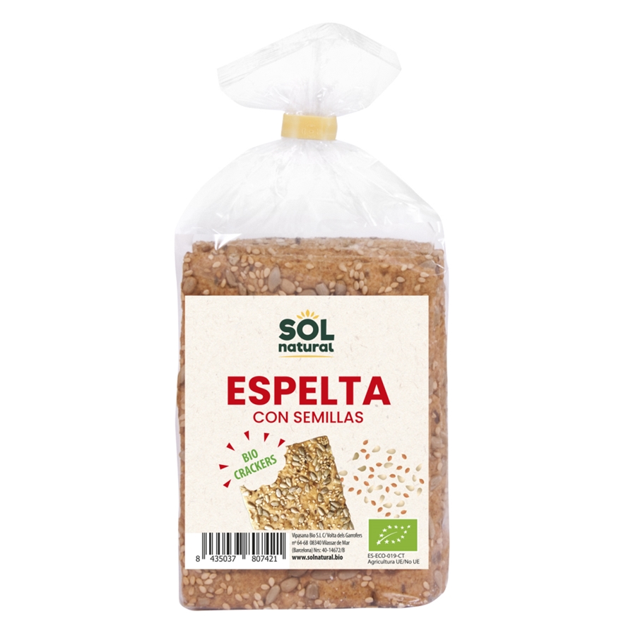 CRACKERS ESPELTA SEMENTES 200G - SOLNATURAL