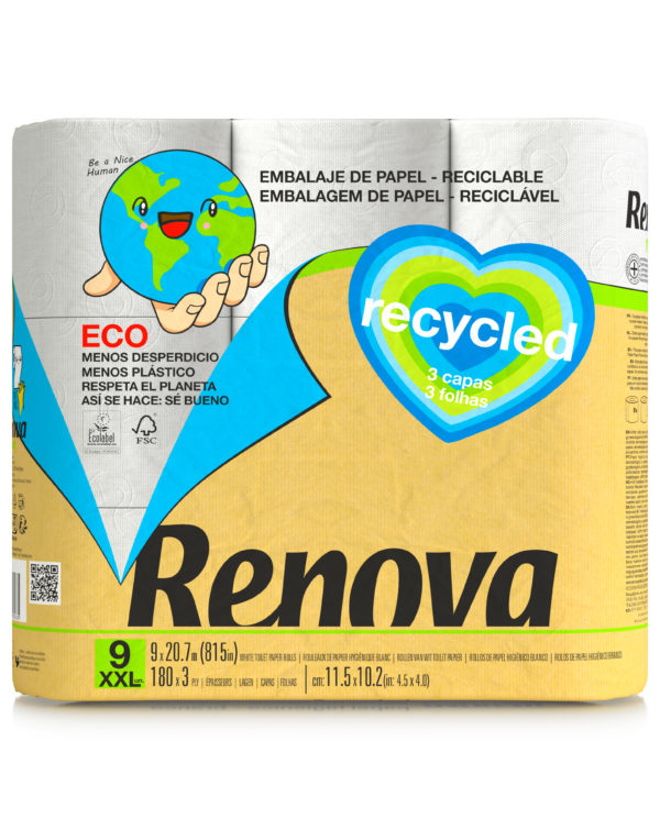 PAPEL HIXIENICO RECIC. RENOVA GREEN 9UD